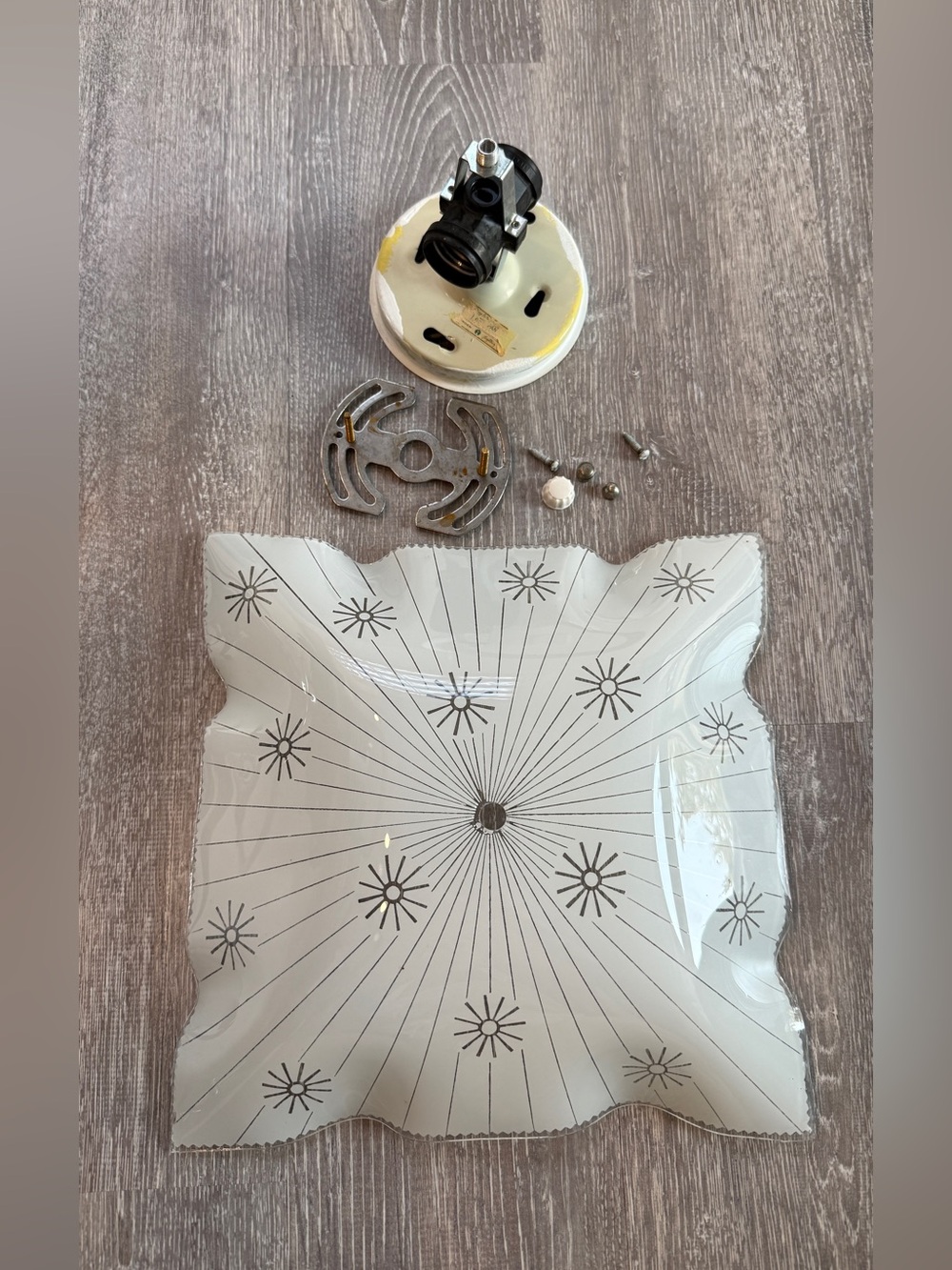 Vintage frosted or milk glass ceiling light
